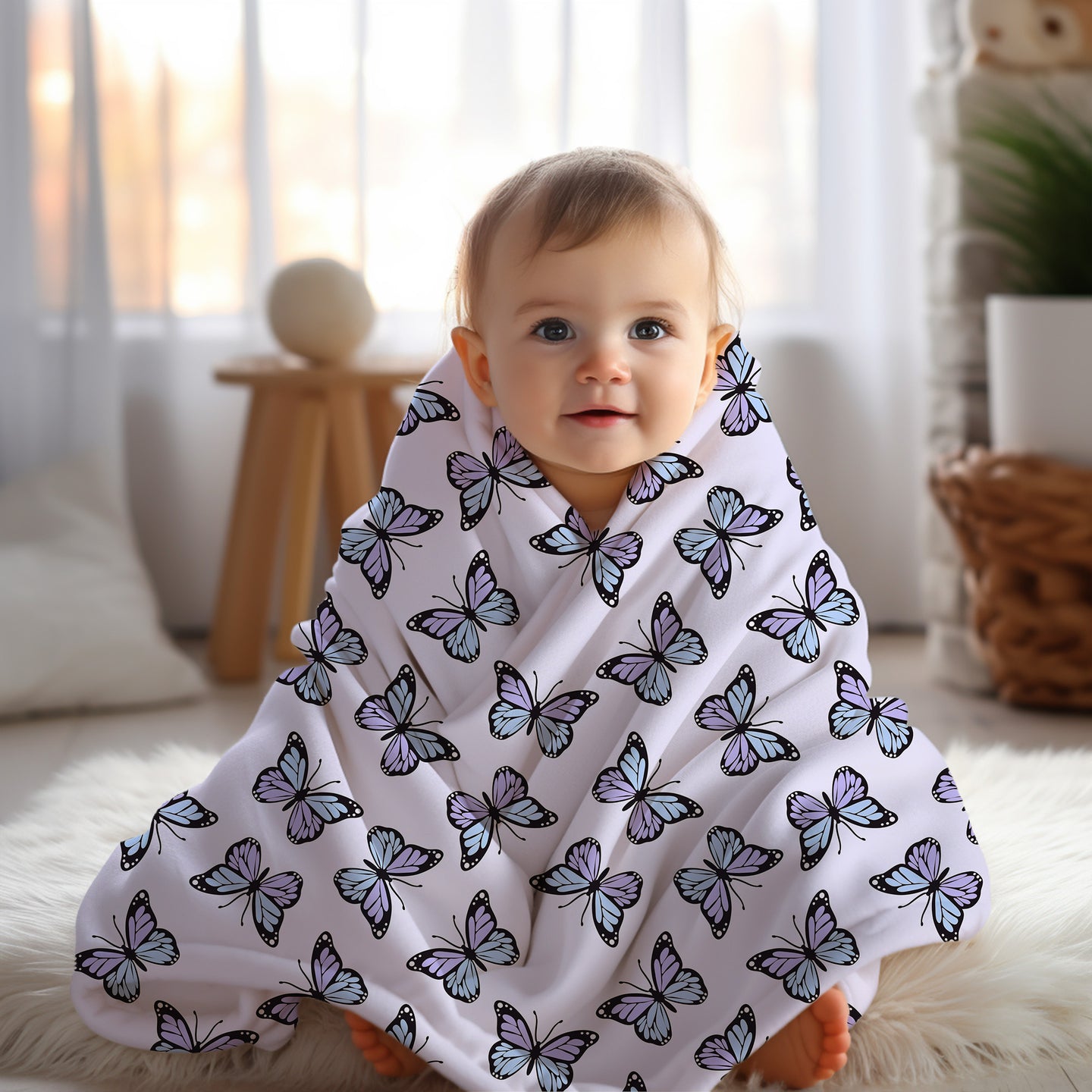 Personalized Butterfly Blanket Purple Boho